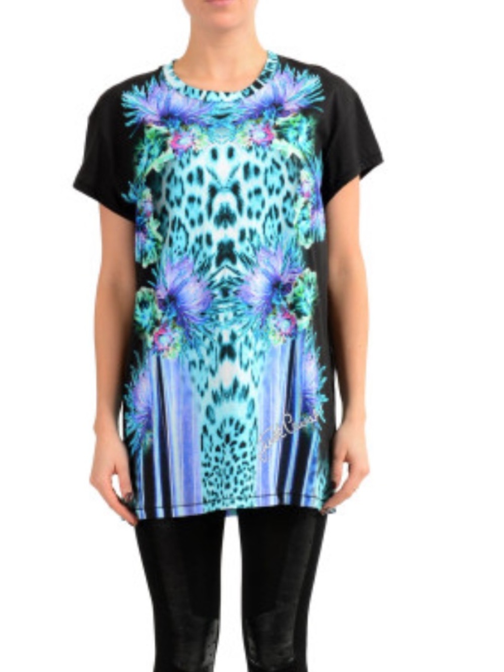Just Cavalli by Roberto Cavalli top features a distinctive floral leopard print